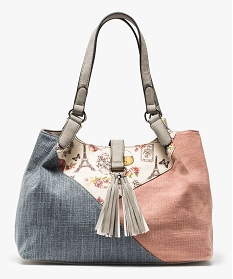 sac a main style ethnique a pampilles rose cabas - grand volume7594801_1
