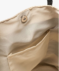 sac cabas femme bicolore en paille avec pompons beige7596201_3