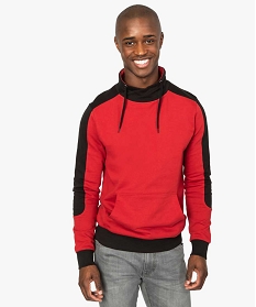 sweat homme bicolore a col cheminee croise rouge sweats7604701_1