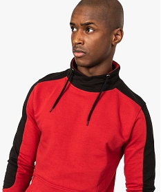 sweat homme bicolore a col cheminee croise rouge7604701_2