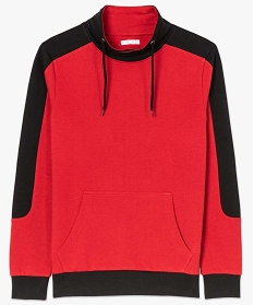 sweat homme bicolore a col cheminee croise rouge7604701_4
