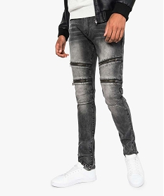 jean slim pour homme avec zip fantaisie sur lavant gris jeans7606801_1