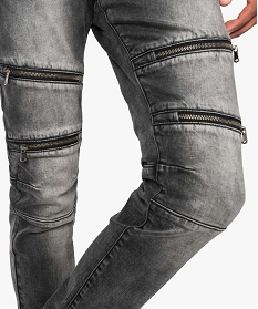 jean slim pour homme avec zip fantaisie sur lavant gris jeans7606801_2