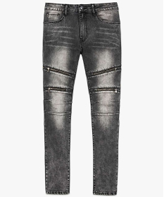 jean slim pour homme avec zip fantaisie sur lavant gris jeans7606801_4