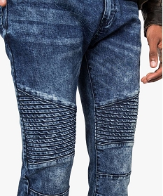jean slim homme avec empiecements surpiques sur les genoux bleu7606901_2