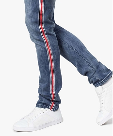 jean homme coupe slim taille basse a rayures laterales bleu jeans7607301_2