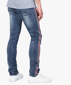 jean homme coupe slim taille basse a rayures laterales bleu7607301_3