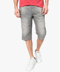 pantacourt homme en jean avec surpiqures gris shorts et bermudas7608801_1