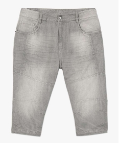 pantacourt homme en jean avec surpiqures gris shorts et bermudas7608801_4