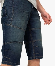 pantacourt homme en jean avec surpiqures bleu shorts et bermudas7608901_2