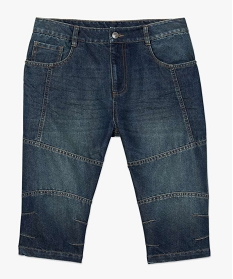 pantacourt homme en jean avec surpiqures bleu shorts et bermudas7608901_4