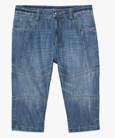 pantacourt homme en jean avec surpiqures bleu shorts et bermudas7609001_4