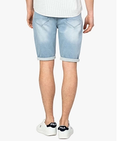 bermuda homme tres extensible avec cordon de serrage bleu shorts en jean7609101_3