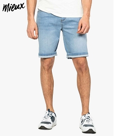 bermuda homme en jean produit a partir de matieres recyclees bleu shorts en jean7609401_1
