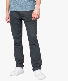 pantalon homme 5 poches coupe regular en toile unie gris7609701_1