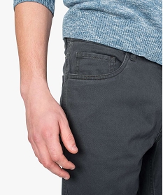 pantalon homme regular 5 poches en toile gris7609701_2
