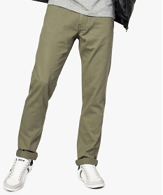 pantalon homme 5 poches coupe regular en toile unie vert7609801_1