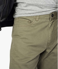 pantalon homme 5 poches coupe regular en toile unie vert7609801_2