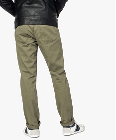 pantalon homme 5 poches coupe regular en toile unie vert7609801_3