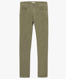 pantalon homme 5 poches coupe regular en toile unie vert7609801_4