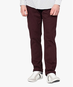 pantalon homme 5 poches coupe regular en toile unie violet7610001_1