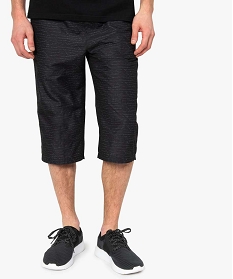 bermuda homme avec taille elastiquee et poches zippees noir shorts et bermudas7612301_1