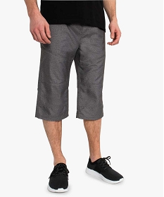 bermuda homme avec taille elastiquee et poches zippees gris shorts et bermudas7612401_1