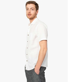 chemise homme en lin a manches courtes et boutons contrastants blanc7614401_1