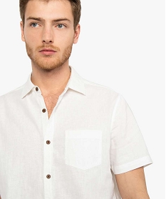 chemise homme en lin a manches courtes et boutons contrastants blanc7614401_2