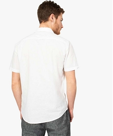 chemise homme en lin a manches courtes et boutons contrastants blanc chemise manches courtes7614401_3