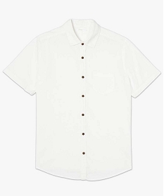 chemise homme en lin a manches courtes et boutons contrastants blanc chemise manches courtes7614401_4