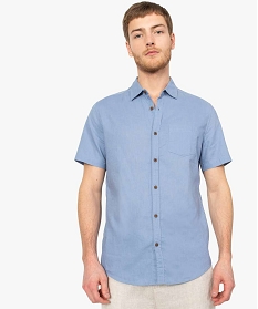 chemise homme en lin a manches courtes et boutons contrastants bleu chemise manches courtes7614501_1
