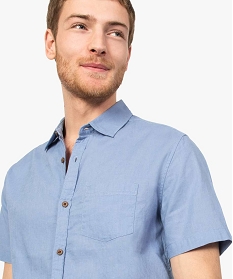 chemise homme en lin a manches courtes et boutons contrastants bleu7614501_2