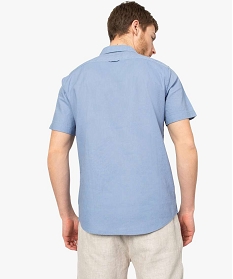 chemise homme en lin a manches courtes et boutons contrastants bleu7614501_3
