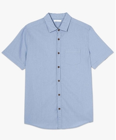 chemise homme en lin a manches courtes et boutons contrastants bleu7614501_4