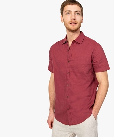 chemise homme en lin a manches courtes et boutons contrastants rouge chemise manches courtes7614601_1