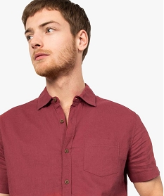 chemise homme en lin a manches courtes et boutons contrastants rouge7614601_2
