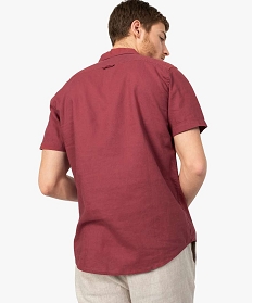 chemise homme en lin a manches courtes et boutons contrastants rouge chemise manches courtes7614601_3