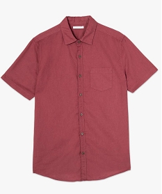 chemise homme en lin a manches courtes et boutons contrastants rouge7614601_4