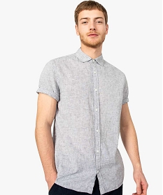 chemise homme en lin a manches courtes gris chemise manches courtes7614901_1