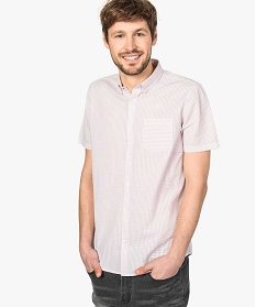 chemise homme a manches courtes a rayures rose7615601_1