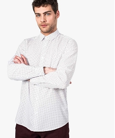 chemise homme coupe regular a petit motifs all over blanc7616001_1