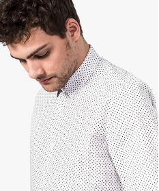 chemise homme coupe regular a petit motifs all over blanc7616001_2