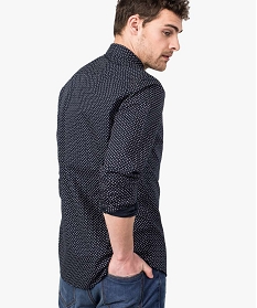 chemise homme coupe regular a petit motifs all over bleu chemise manches longues7616101_3