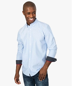 chemise homme coupe slim en chambray et col boutonne bleu chemise manches longues7616501_1
