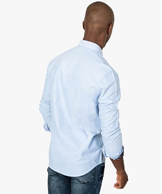chemise homme coupe slim en chambray et col boutonne bleu chemise manches longues7616501_3