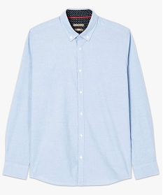 chemise homme coupe slim en chambray et col boutonne bleu chemise manches longues7616501_4