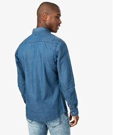 chemise homme denim a boutons-pression et poches poitrine bleu7616701_3