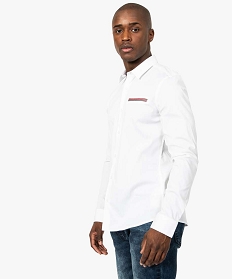 chemise homme coupe slim avec detail raye blanc chemise manches longues7616901_1