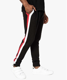 pantalon de jogging homme avec bandes bicolores sur les cotes noir pantalons7617701_1